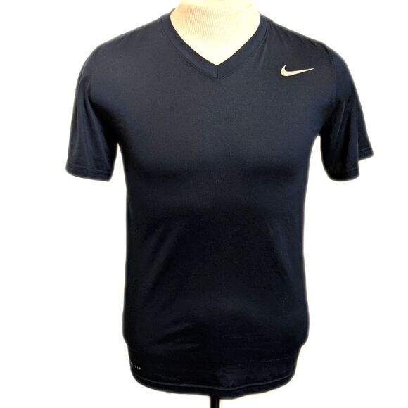 Nike men's Dri-Fit navy blue v-neck tee t-shirt, short sleeve, lightweight, S - Picture 1 of 8